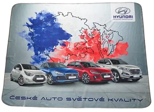 Fleecová deka s celoplošným sublimačním potiskem firemního loga